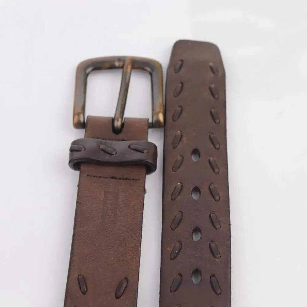 Levis Mens Belt Size 40 Brown Leather‎ Whipstitched Adjustable Casual